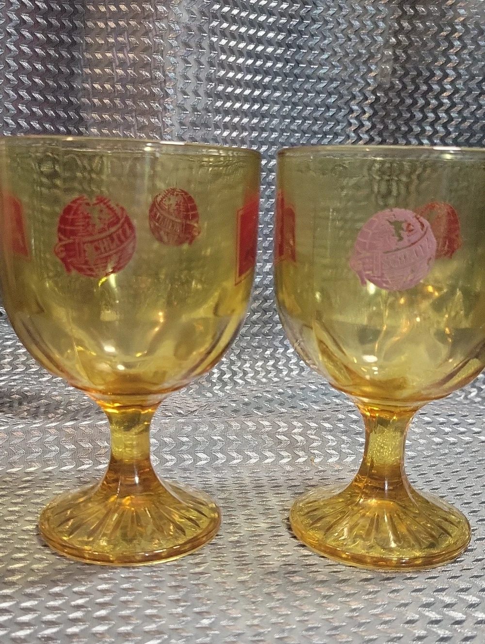 Vintage Schlitz Amber Goblet Glasses - Set of 2